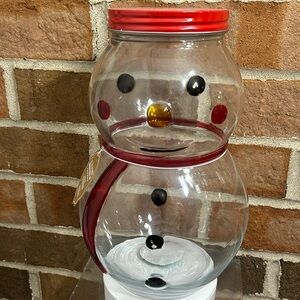 Snowman cookie Jar glass